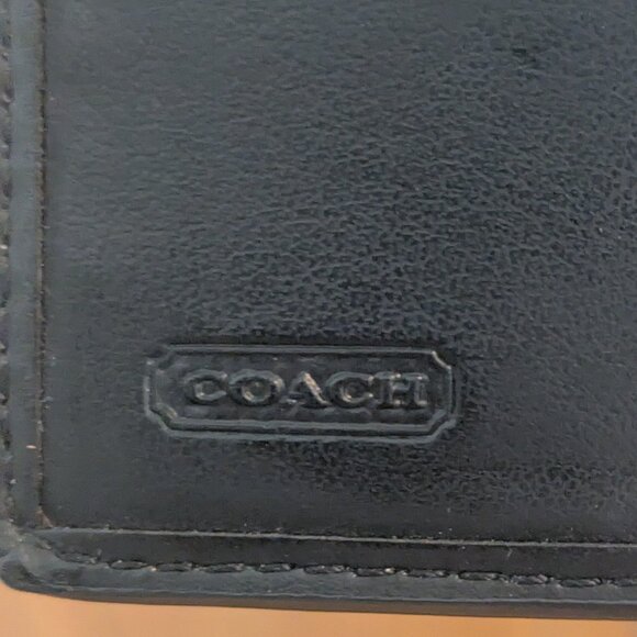 Coach Signature Turn Lock Slim Envelope Wallet Black/Tan Silver Tone Hardware - Picture 3 of 5